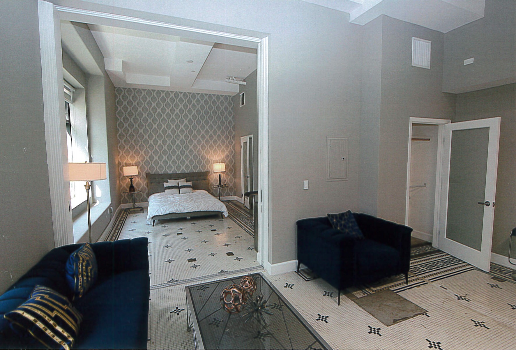 Converted office space, now residential apartment